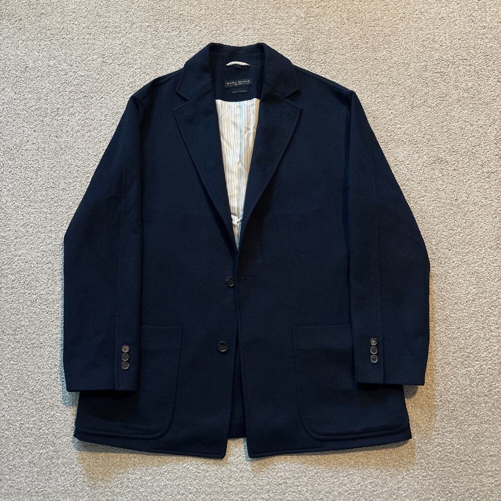 Mark Shale Mens Sz Small Blazer Navy Blue 100% Cashmere Sport Coat Button Up